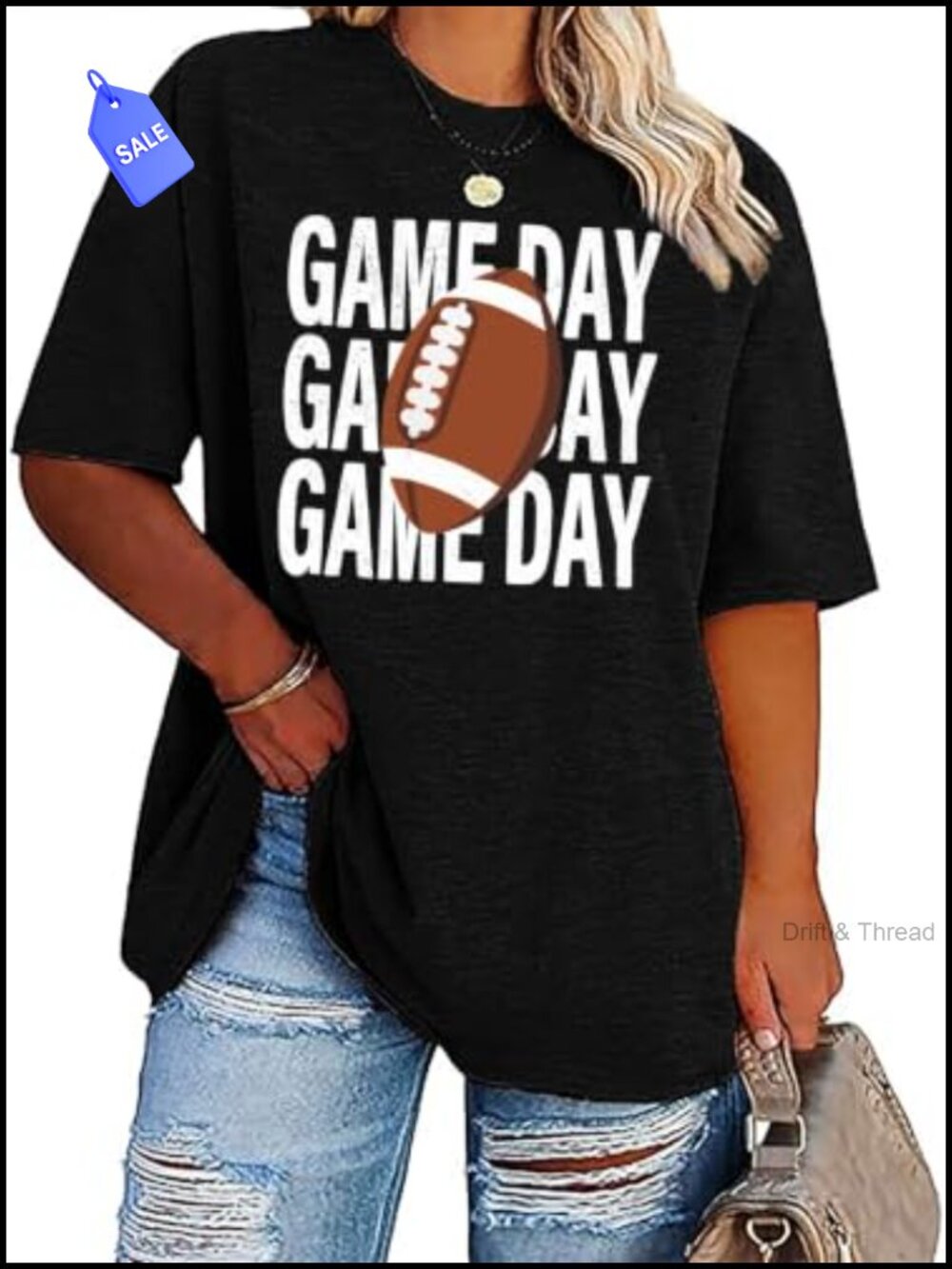 Plus Size Football Mom T-Shirt Game Day Short Sleeve Crew Neck Tee